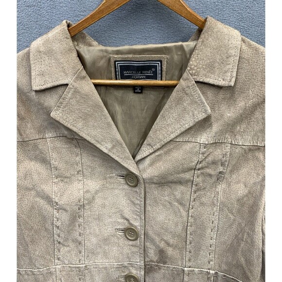 Marcelle Renee Leather Jacket Women’s Large Tan Notch 5 Button Style 2119 - Picture 10 of 16